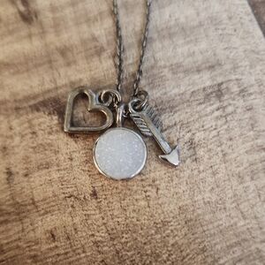 Silver Heart and Arrow Pendant Necklace